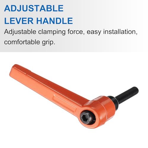 Image of uxcell 8pcs Lever Adjustable Handles M5 x 25mm Metric Male Thread, Level Clamping Handle Hand Stud Knobs Rotating Screw Handles Bolts with Locking Lever, Orange