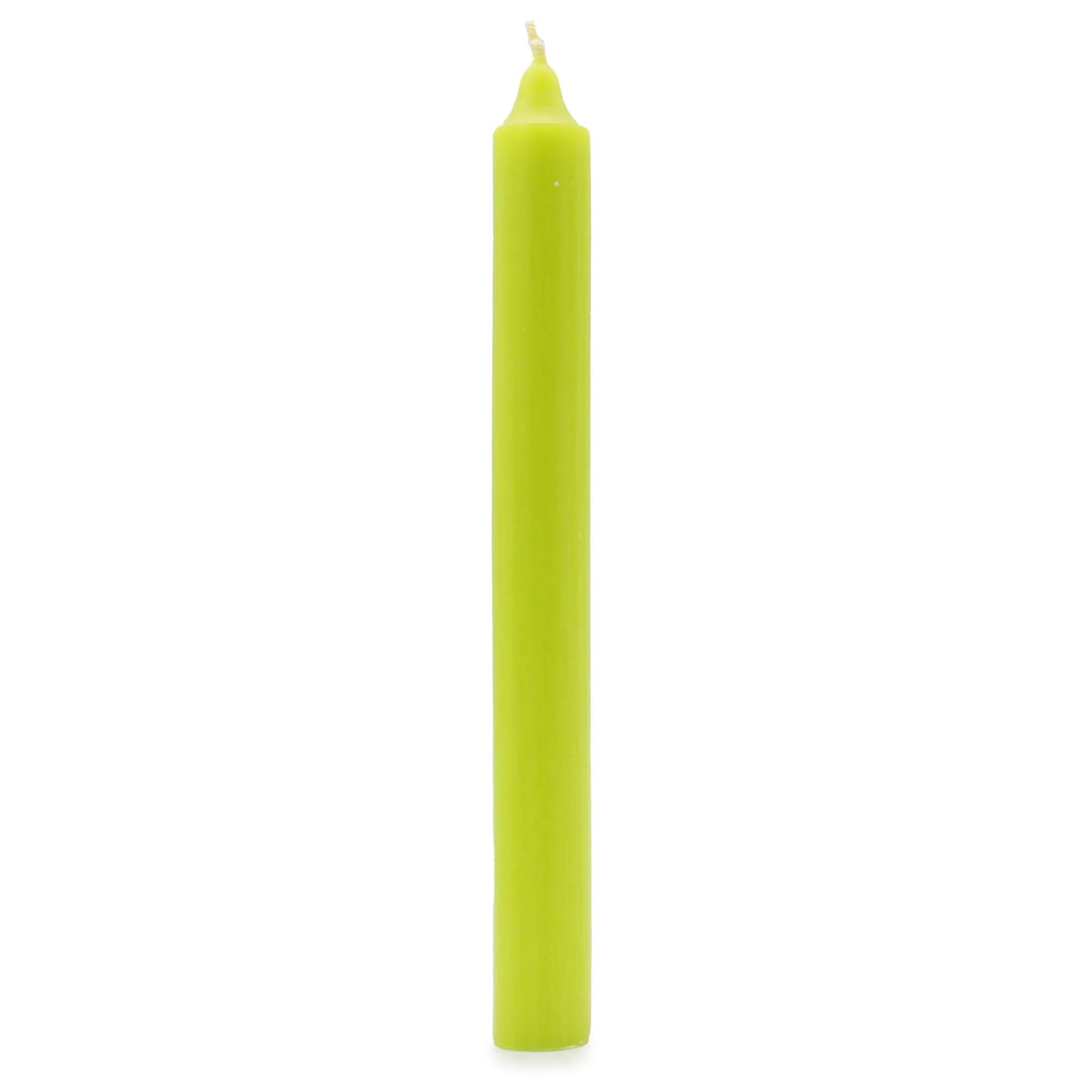 Solid Colour Dinner Candles, Pack of 5 Handmade Candles 20cm x 2cm Rustic Look Bistro Style Taper Candles (Rustic Lime Green) - Image 2