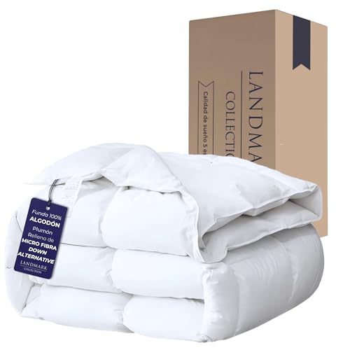 El Mejor Listado de Edredones matrimoniales los mejores 10. 45 Landmark Collection - Edredón de Plumón Alternativo - Relleno de Duvet Blanco | para Camas: Matrimonial y Queen | Ideal para Todo Clima | Edredones Sensación Plumas de Ganso |...