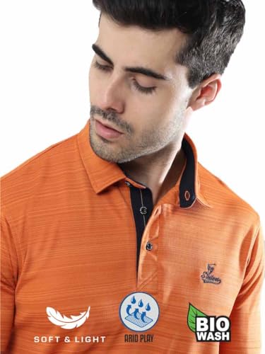 Image of STELLERS Men's Polo T-Shirt | Barcode Weave | Wrinkle Free | Soft and Feather Touch | Arid Play | Regular Fit