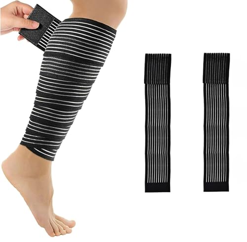 GUTEINTE Fascia Elastica Bendaggio Per Polpaccio Ginocchio Braccio, Supporto Tutore Polpacci Avvolgente, Comodo e traspirante, Per Sport e Dolori Muscolari, Unisex, 2 pezzi