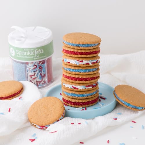 Image of Sweets Indeed Dye Free 4th of July Sprinkles - Patriotic Red White and Blue Sprinkles with No Artificial Dyes for Baking & Decorating Cupcakes, Cookies, Cakes & Desserts - 2.75 ounces