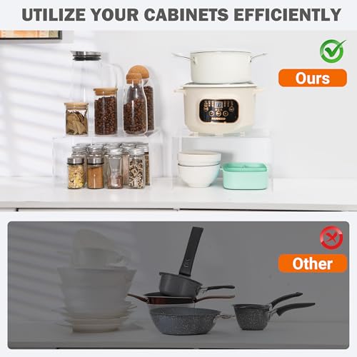 Acrylic Cabinet Organizer, Shelf Organizer, Set of 2 Spice Organization for Cabinet, Spice Rack, Stackable Kitchen Countertop Organizer | Cupboard, Pantry Shelves, and Storage Space Saver