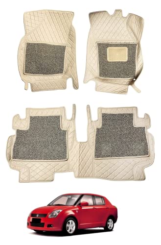 Image of Auto Hub Premium 7D car mat Maruti Swift Dzire (Model: 2010-2016), Luxury Double-Stich 7d Car Floor Mat Complete Set, 100% Waterproof and Washable, Color : Beige