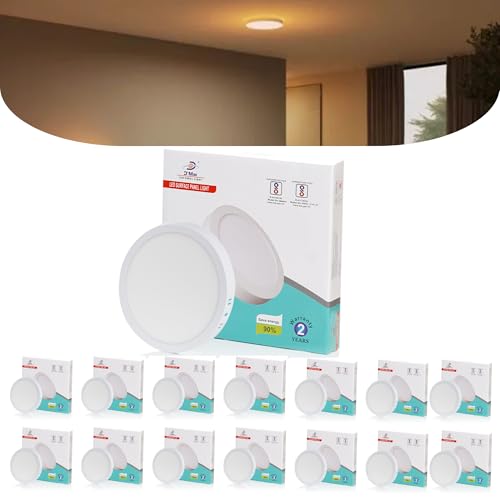 Image of D'Mak 15 Watt Round LED Surface Panel Light Warm White (Pack of 15)