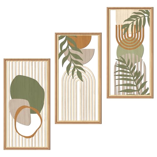 IARTTOP Boho Mid-century Modern Wood Wall Art 8x16 Inch Framed