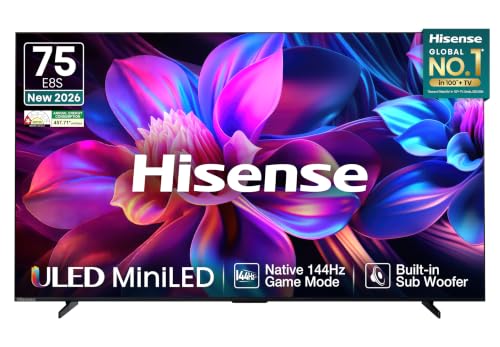 Image of Hisense 189 cm (75 Inches) ULED MiniLED Smart AI TV and World Fastest OS - VIDAA | 144Hz Game Mode | 61W Speakers (Built-in Subwoofer) | 75E8S (Black)