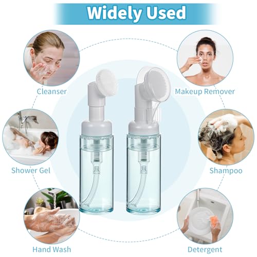 3 PCS Empty Foaming Pump Dispenser Facial Cleanser Foaming Bottle Small Mousse Foaming Soap Pump Container with Massage Clean Brush Head for Lash Cleanser Hand Soap Shampoo to Travel4