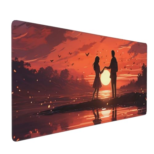 Grand tapis de souris de jeu coucher de soleil d'amour 40,6 x 90,2 cm étanche pour bureau