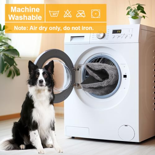 XIAPIA Selbstheizende Decke Katze & Hunde, Flauschig Selbstwärmende Katzendecke ohne Kabel, Wärmedecke Heizdecke ohne Strom, Washbar Thermodecke Katzenkissen Katzenbett Indoor im Auto Grau 60 * 45 cm