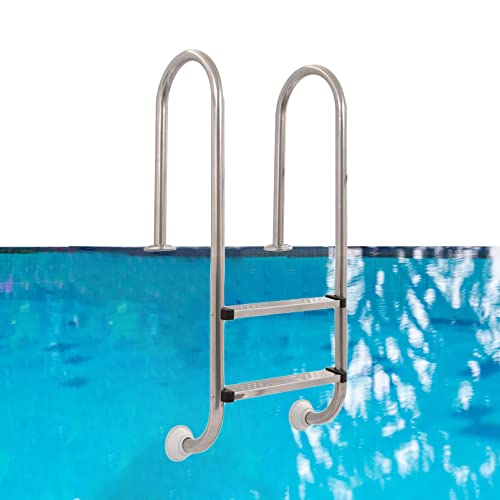 Escalera de piscina con barandilla 2 peldaños acero inoxidable miniatura 1