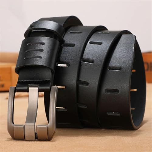 Men’S 3.7Cm Genuine Leather Pin Buckle Casual Luxury Designer Belt Solid Strap For Everyday Wear With Jeans4