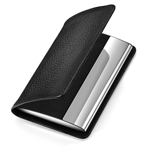 MaxGear Business Card Holder Leather Business Card Case Name Card Holder Business Card Wallet Business Card Carrier Slim Metal Pocket Card Holder Clemnce