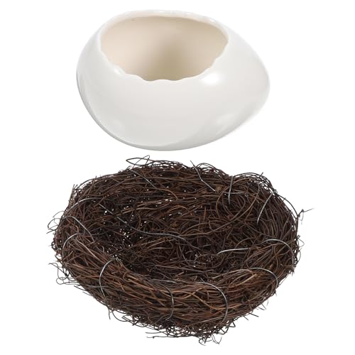 DEARMAMY Cuenco de Cerámica con Forma de Cáscara de Huevo Bol para Aperitivos y Postres Diseño Moderno y Ligero para Restaurantes y Uso Doméstico