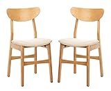 Safavieh Home Lucca Retro Natural and White Cushion Dining Chair, Set of 2