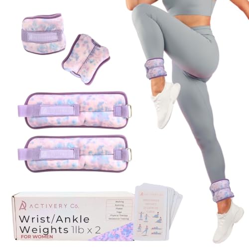 Image of Wrist & Ankle Weights for Women, Ideal for Fitness Workout, Gym, Pilates, Dance, or Yoga, Includes Exercise Guide & Mesh Travel Bag, 1 Pair, 1 Lb Each, Pink Zebra Print