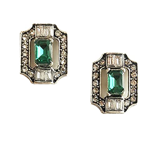 Art Deco Antique Vintage Style Green Emerald Rhinestone Bridal Bridesmaid