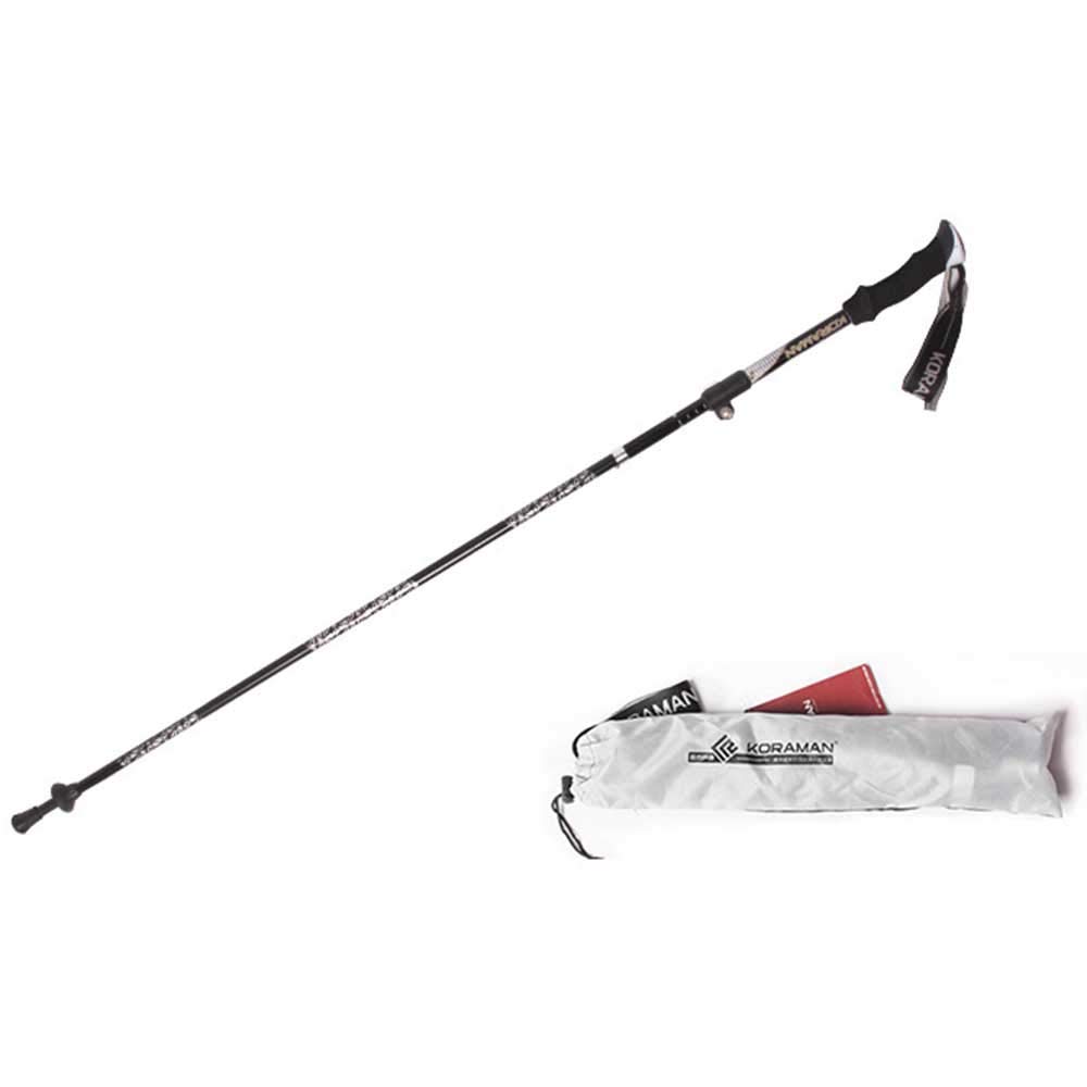 Kije trekkingowe ultralekka konstrukcja z kombinacją węglowo-aluminium, łatwe w obsłudze w ciągu jednej sekundy, wbudowane połączenie liny drucianej, z torbą do przenoszenia, czarne