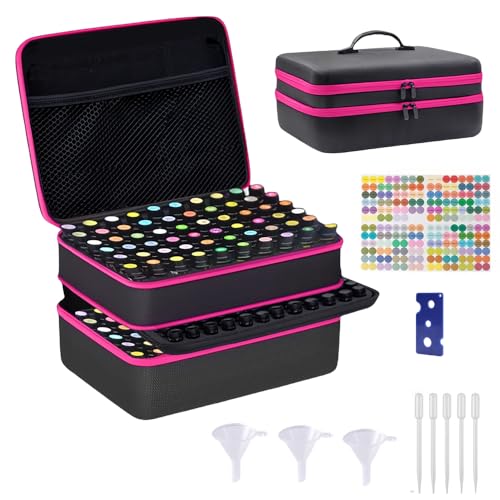 GZWENHAN 127 Slots Essential Oil Case Organizer Fits 1ml-15ml Vials Shockproof EVA Hard Shell Essential Oil Storage Carrying Bag for Travel and Home Black & Purple