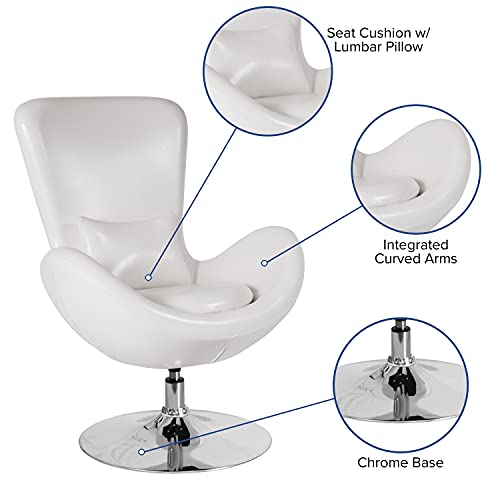 Sillón Estilo Huevo Blanco Piel Sintética miniatura 5