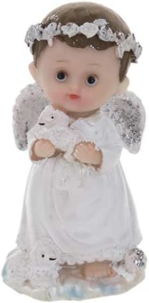 Miniatura 2 de Figura de recuerdo, 12 piezas, ángel blanco con cordero, decoraciones impresionantes o recuerdos de fiesta, para bautismo, primera comunión,