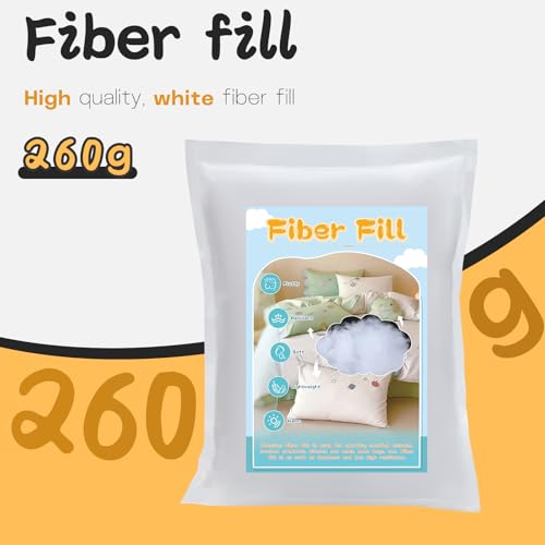 LUNARM 260g/9.2oz Premium Ployester Stuffing, High Resilience Fiber Fill, Fiberfill Stuffing for DIY Craft, Polyfill for Crochet Animals Pillows Cushions and DIY Handicrafts