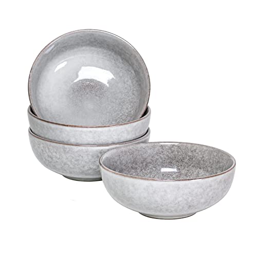 HENXFEN LEAD 600mL Runden Keramikschalen - Set aus 4 Salatschüsseln mit Klassischem Design - Exquisite Suppenschüssel für 4 Personen...