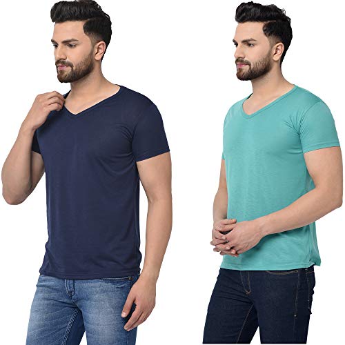 Image of JANGOBOY Men's V-Neck Cotton T-Shirt (Pack of 2)