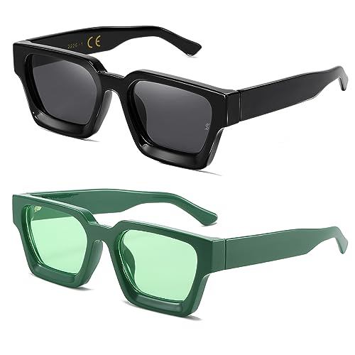Sheen Kelly 2pcs Retro Grueso Rectángulo Chunky Gafas De Sol Mujeres Hombres De Moda Estrecho Cuadrado Negro Tortie Frame Moda 90s Y2k Gafas Sheen Kelly 2pcs Retro Grueso Rectángulo Chunky Gafas De Sol Mujeres Hombres De Moda Estrecho Cuadrado Negro Tortie Frame Moda 90s Y2k Gafas