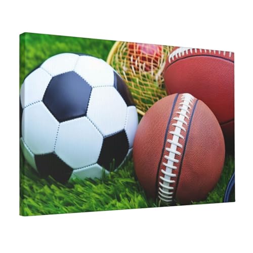 Toile murale colorée ballons de sport YoupO 30x45cm tableau herbe pour salon
