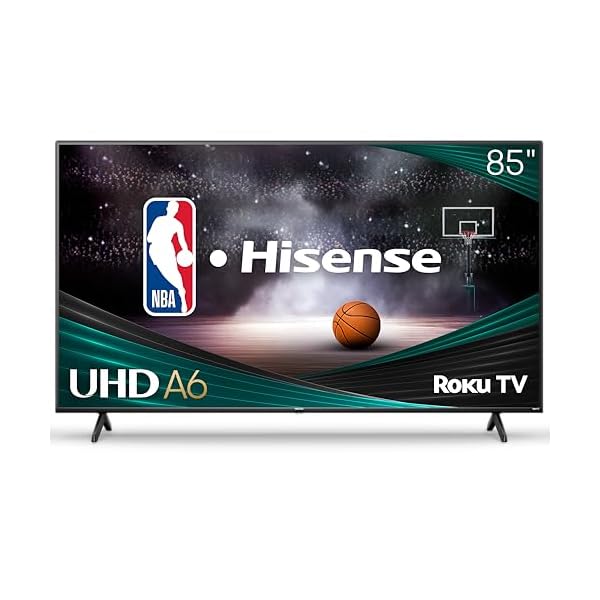 Hisense 85-Inch Class A6 Series 4K UHD Smart Roku TV (85A6NR, 2024 Model) – Dolby Vision HDR, DTS Studio Sound, Game Mode Plus, Alexa Compatibility, Black