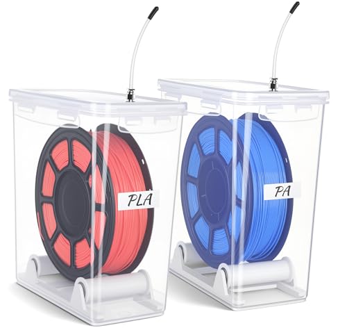 Qacoczme 3D Printing Filament Storage Box with air-Tight connectors and Filament Spool Holders - Filament Dry Box for Fi