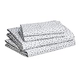Amazon Basics Lightweight Super Soft Easy Care Microfiber Bed Sheet Set with 14” Deep Pockets - Full, Gray Cheetah