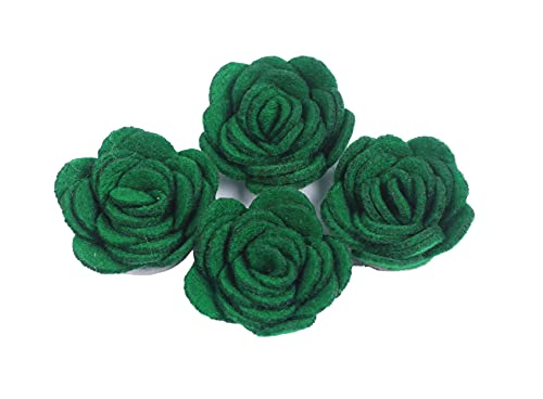 Image of YYCRAFT Pack of 20PCS Felt Flower Rose 1.5 inch 4D Applique /Bow,Emerald Green