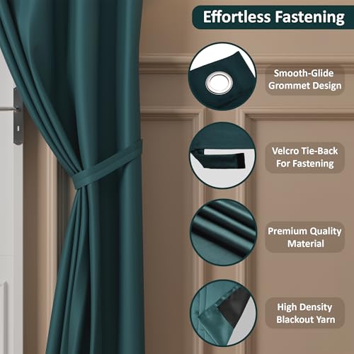 Image of Kuber Industries 6 Pcs Set Polyester Blackout Door Curtain 7 Feet for Home Decor | 8 Eyelet with Darkening Curtains for Living Room /Bedroom | Plain - Blue