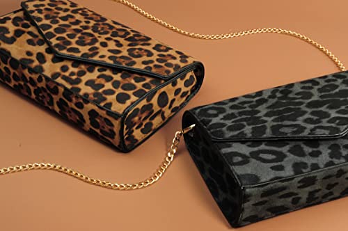 HOXIS Leopard Print Envelope Evening Clutch Women Chain Shoulder Bag - Image 5