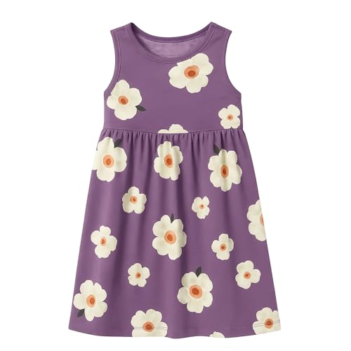 Image of EIO Girls Cotton Frock Dress Combo Pack | Multicolor Printed Knee Length Casual Dresses for Kids | Soft & Breathable Summer Wear Outfit
