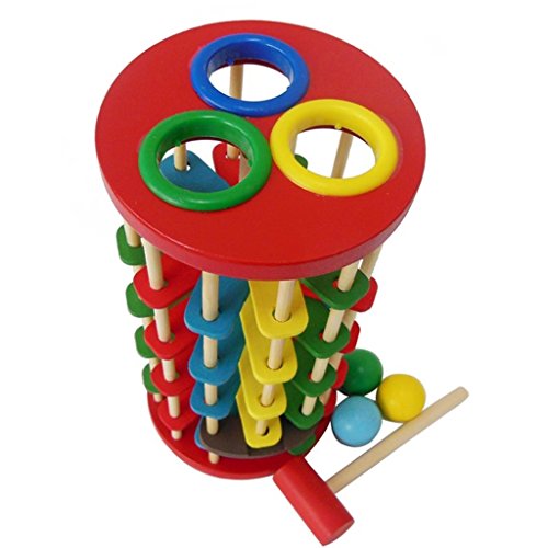 F Fityle Knock The Ball Falls Ladder Toys Wooden Fancy Table Rolling Ball Ladder Toys - Thumbnail 3