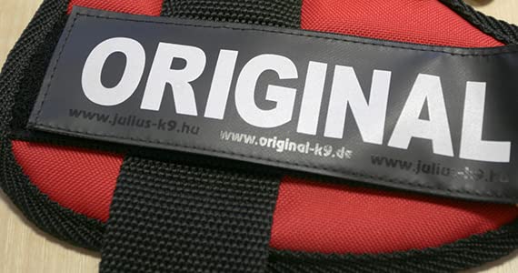 JULIUS K-9 IDC Powergeschirre Rot mit individuelle Klettaufschriften Bundle optionale Größe, 16IDC+CUSTOMP-R, Kleine, mittelgroße, und große Hunde