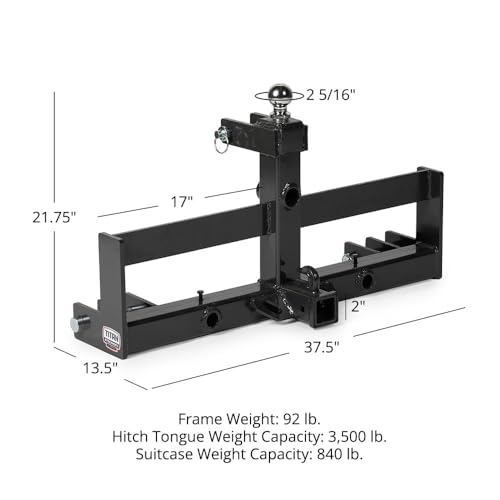image for Titan Attachments 3 Point Hitch Receiver with Suitcase Rack, Cat 1/Cat
