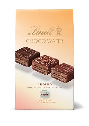 Lindt Choco Wafer Assorted Dark, Hazelnut & Milk Chocolate Bag, 138 grams