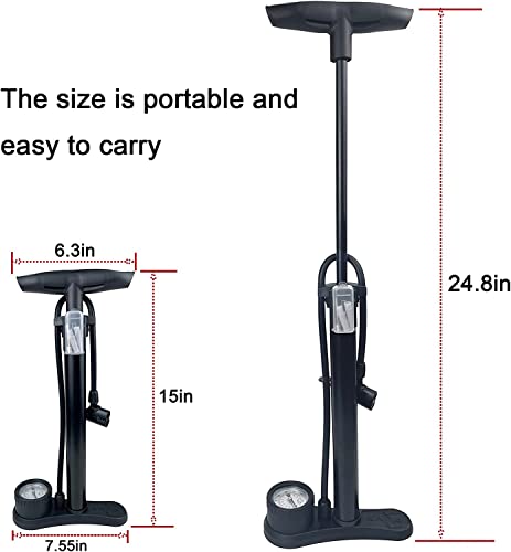 Thalous Floor Bike Pump With Gauge Fits Schrader And Presta Valve With High Pressure 160 Psi Bicycle Tire Pump For Mtb Road Bike Balls #TOP2