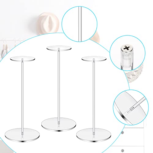 Tririte 3 Pcs Clear Acrylic Hat Stand For Display, 16 Inch Wig Display Rack, Clear Round Riser Stands For Wig Hat Display, Hat Display Stand Wig Display Holder For Hat Watch #TOP2