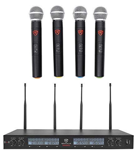 Rockville RWM90U UHF (4) Wireless Handheld Microphones 4 Church Sound Systems
