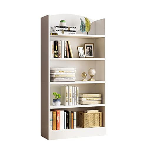 Alisened 5 Shelf Bookcase, 47" Wood Tall Bookshelf And Bookshelves, Multifunctional Storage Organizer Shelving For Bedroom Library Living Room Home Office, White #TOP7