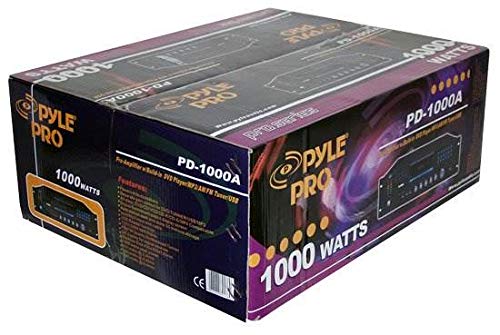 Pyle Home 4 Channel Pre Amplifier Receiver - 1000 Watt Compact Rack Mount Home Theater-Stereo Surround Sound Preamp Receiver W/ Audio/Video System, CD/DVD Player, AM/FM Radio, MP3/USB Reader PD1000A