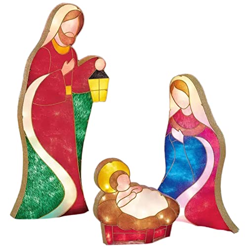 Besokuse Lighted Outdoor Nativity Scene | Christmas Nativity Scene With Led Lights | Birth Of Christ Set For Yard Ground Stakes Outdoor Decor #TOP6