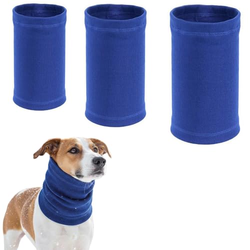 Dog Comfort Coats 3 Pack Dog Snood Calming Ears Cover for Anxiety Relief, Blue Stretchy Hoodie for Dog, Grooming Noise Reduction, Soft Stretchy Neck Warmer in Sizes S M L for Fireworks Thunder Protection (Bule)