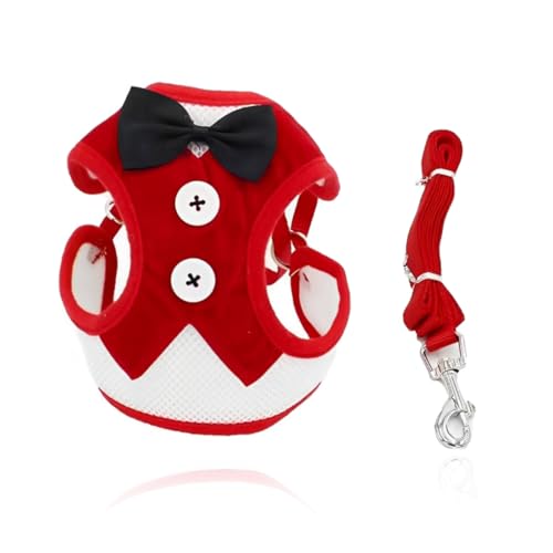 CULEO Imbracature con pettorina per cani, pettorina cane taglia piccola Pettorina traspirante per cani gatti e cuccioli con guinzaglio abbigliamento formale per piccoli animali domestici (rosso)