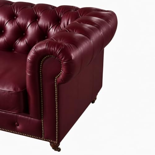 Image of Modern Classic Design Leatherette Luxury Chester Sofa Set with Button Tufted, Sofa for Living Room Home, Office, Hotle, Bar and Lobby, Living Room Set (Burgundy, 2 Seater Sofa)